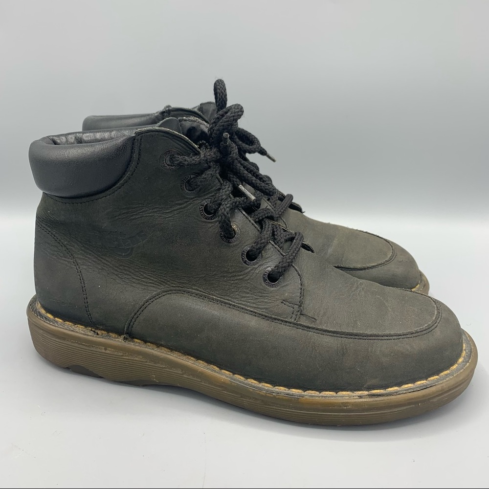 Vintage Dr Martens Lace Up Gray Moc Toe Boots Men Size 7 Suede Leather 8301.